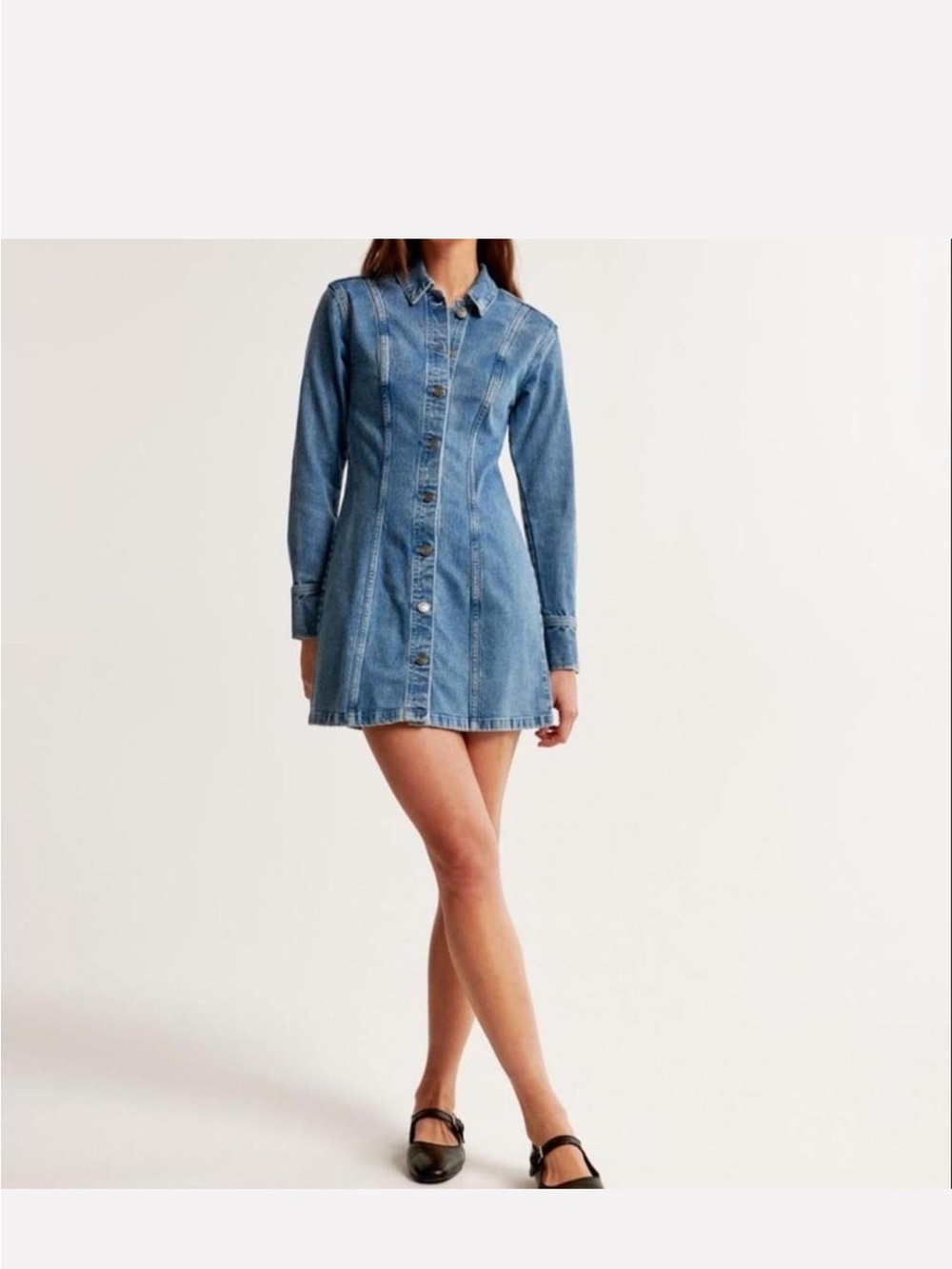Abercrombie & Fitch Medium Blue Denim Long-Sleeve Shirt Dress